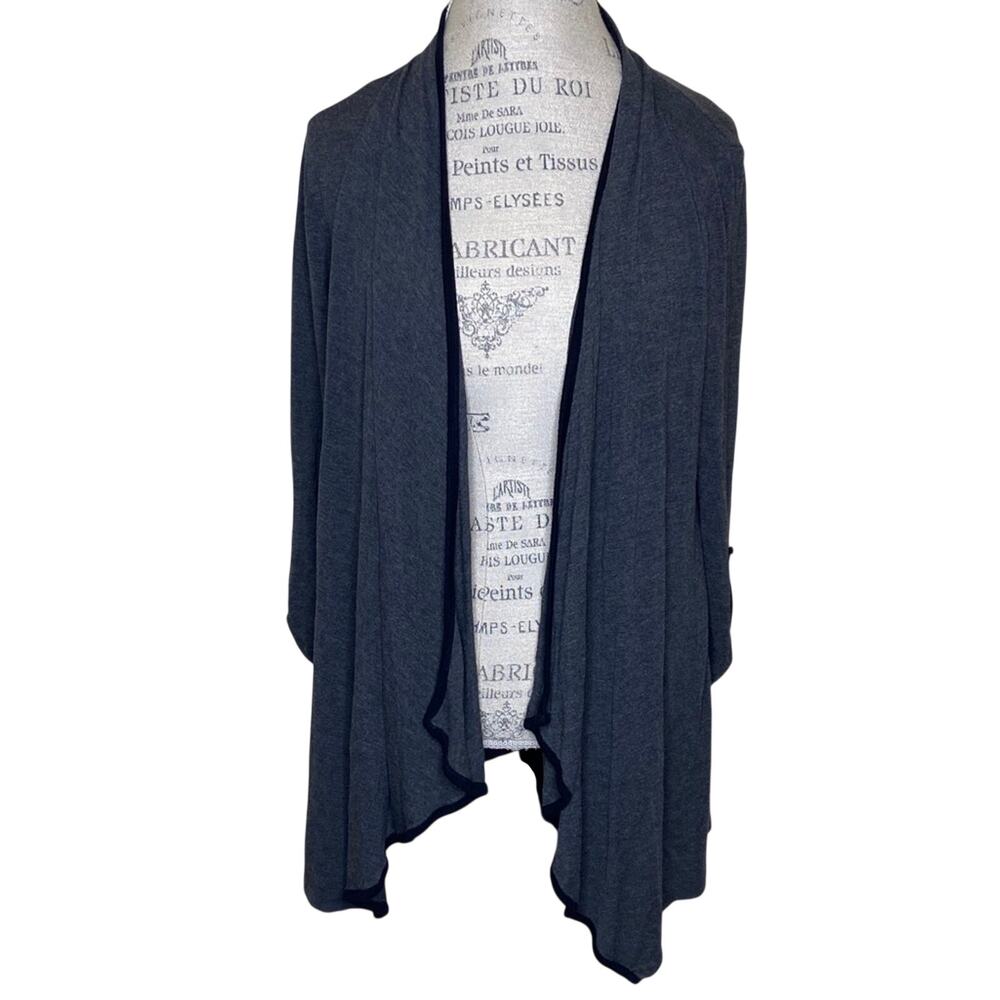 Ava James Handkerchief Hem Cardigan In Gray Women's Small